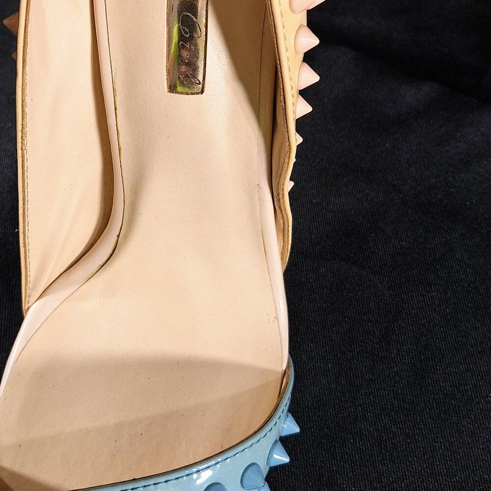 Kandee Girl BiColor Nude Blue Spiky Heels (like Christian Louboutin) 9 US 40 EU - Picture 8 of 9
